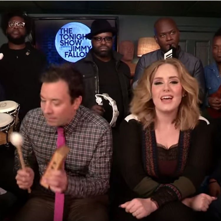 Jimmy Fallon Adele The Roots perform Hello from 25 on kids instruments