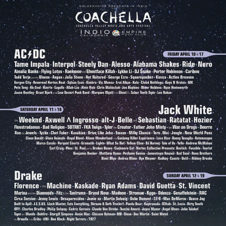 Coachella 2015 line-up revealed, with Jack White and more - tickets