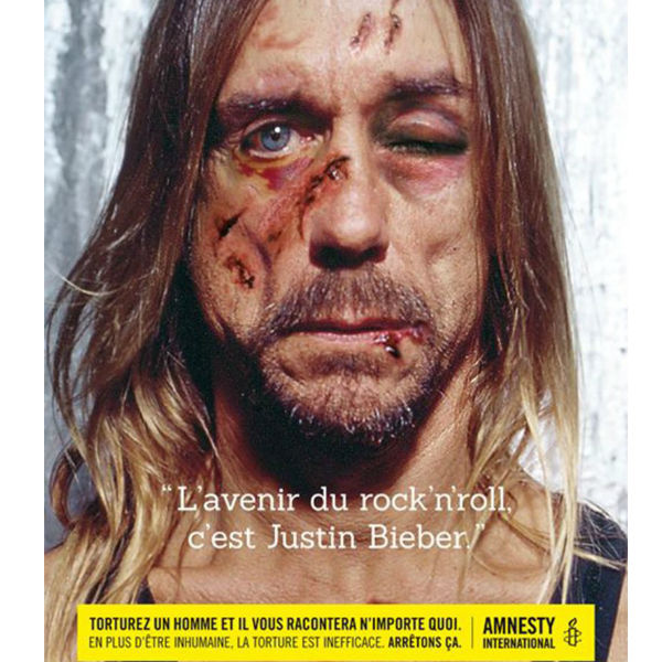 Amnesty International apologises to Iggy Pop for Justin Bieber torture ad