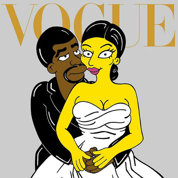 Kanye West and Kim Kardashian's Vogue get drawn Simpsons-style