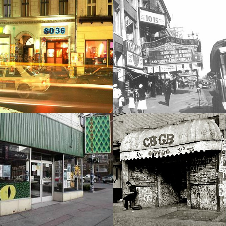 14 of the world's most legendary venues, CBGB, Madison Square Garden
