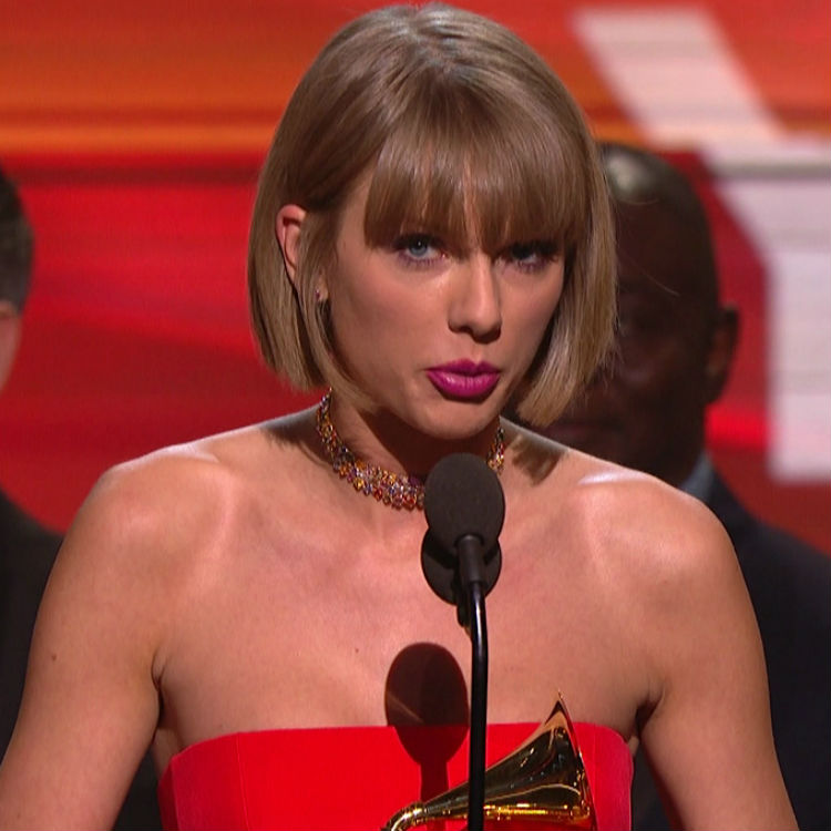 Watch Taylor Swift respond to Kanye Wests Famous lyric grammys 2016