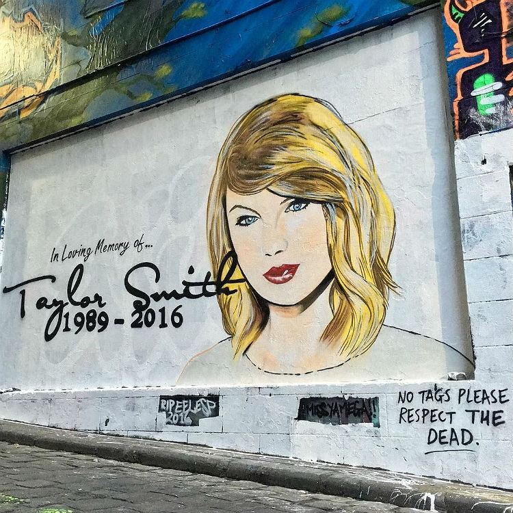 Taylor Swift career pronounced dead in graffiti after Kim Twitter row