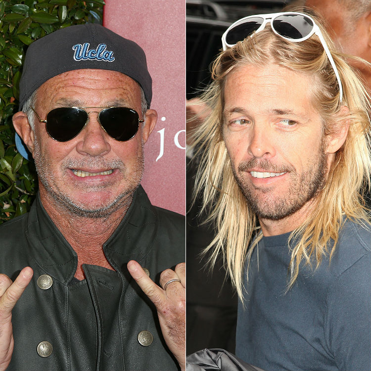 Red Hot Chili Peppers' Chad Smith pees in Foos' Taylor Hawkins fan