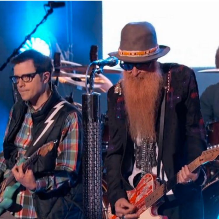 Weezer and ZZ Top supergroup Wee-z Top perform Sharp Dressed Man