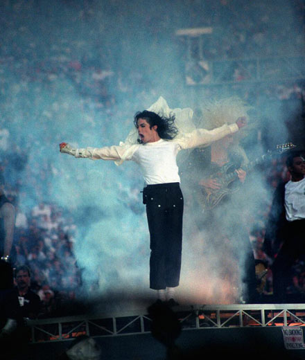 Performing at the 1993 SuperBowl final at the Rose Bowl in California 