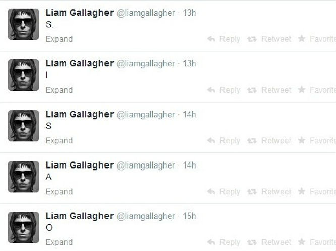 Liam Gallagher caused all sorts of fuss with just a few letters when his tweets of 'O', 'A', 'S', 'I' and 'S' on 24 April this month. It's amazing how little can send the music world into an absolute frenzy, but, unless this is just a joke on his behalf, there seems to be no other reason to tweet such incendiary letters. Could it be, could it really?