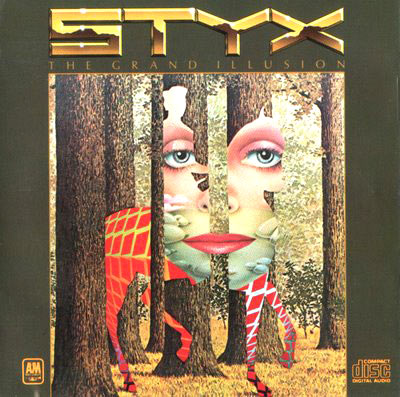 Styx: 'The Grand Illusion' (1977) The Chicago rockers decided to play on the eyes of the public with this release from over three decades. The figure on a horse defies the perceived space between the trees. 