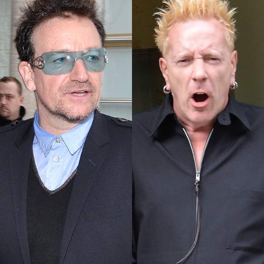 John Lydon vs Bono: Never one to shy away from expressing his opinions, punk-rocker and occasional butter-promoter John Lydon has taken issue with Bono's charity work recently saying: %u201CIf Bono really wants to save the world in that dreary way he puts it, Bono open your wallet! It%u2019s big enough now,%u201D in an interview with Sky Arts. It's over to you Bono...