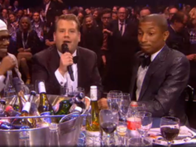 5. Pharrell's face during James Corden's interview: Thank fuck it's his last year, ey? As usual, Corden hosted the ceremony without an ounce of charm, charisma or actual funny jokes, and his car crash of an interview with a clearly unimpressed Pharrell was cringingly hilarious. We were making the exact same face as Pharrell is making here during the whole show.