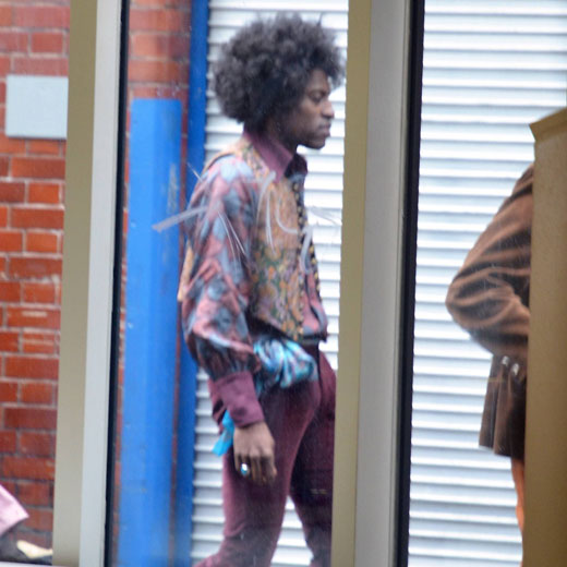 Andre 3000 as Jimi Hendrix on set of All Is By My Side.