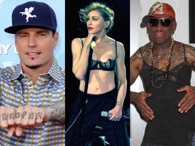 Vanilla Ice and Madonna and Dennis Rodman: Ice described Madge as a ''great lover'' but still dumped her in 1992. Then, a few years later she was apparently desperate for Rodman''s babies. She sure can pick ''em.

