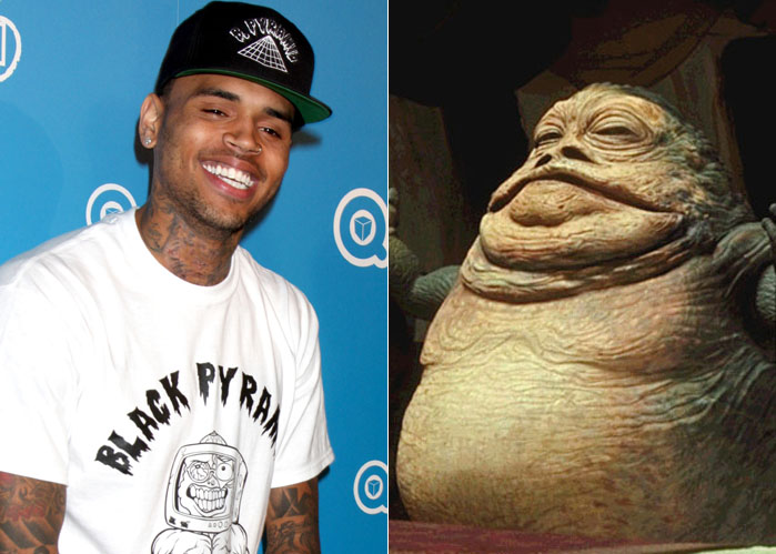 Sleazy and creepy, with a habit of not treating women particularly well, we think that Chris Brown and Jabba the Hut probably have more in common than either of them would like to admit.